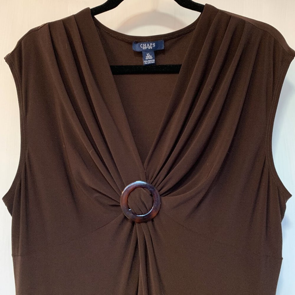 Chaps Brown Midi Stretch Dress